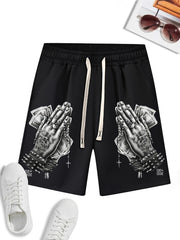 Men's Praying Hands Drawstring Gym Workout Shorts