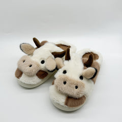 Men's Cartoon Cow Plush Lining Slides