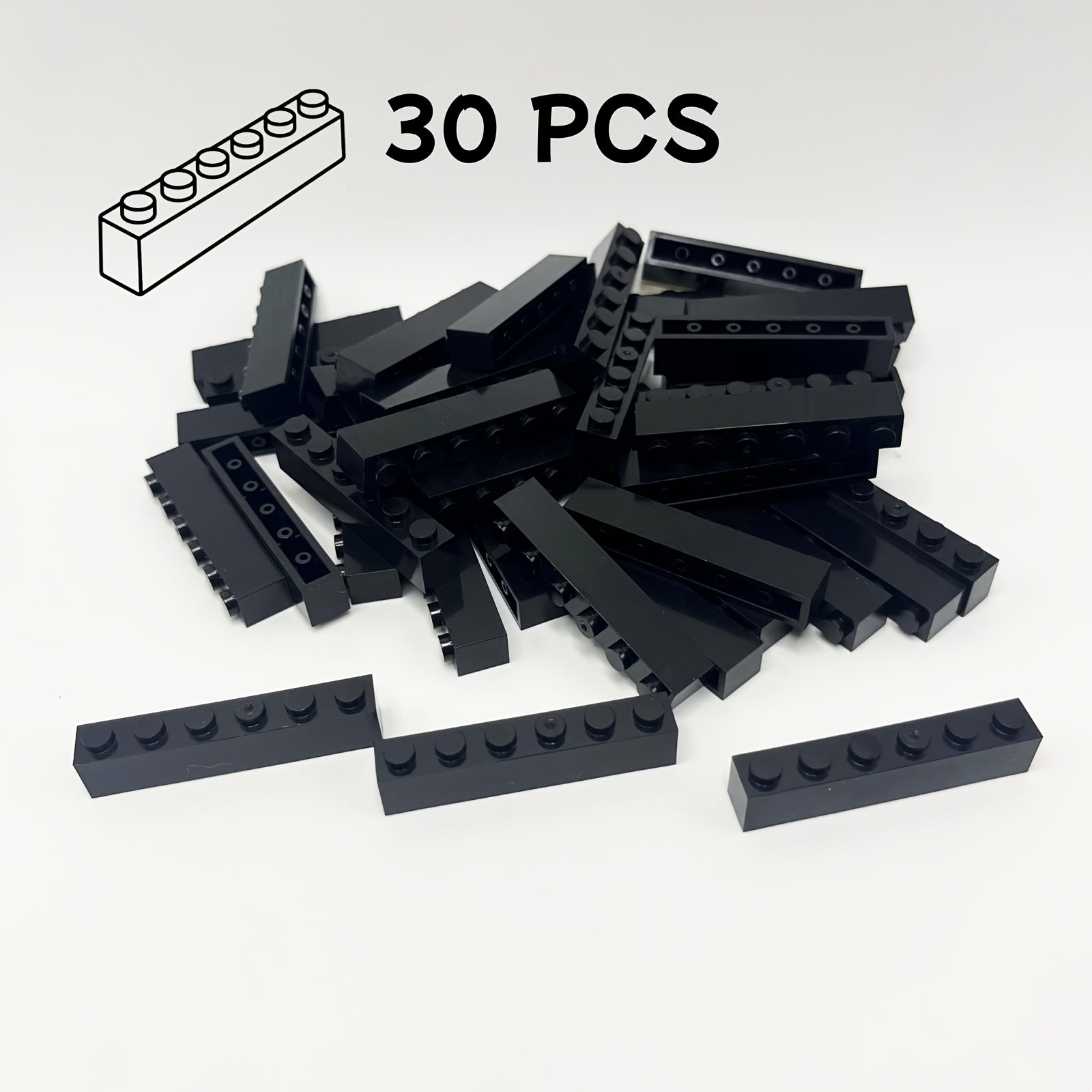 30pcs Multicolor Blocks 1x6 Studs Hole Small Building Block Toy