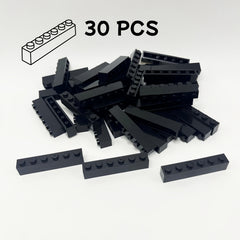 30pcs Multicolor Blocks 1x6 Studs Hole Small Building Block Toy