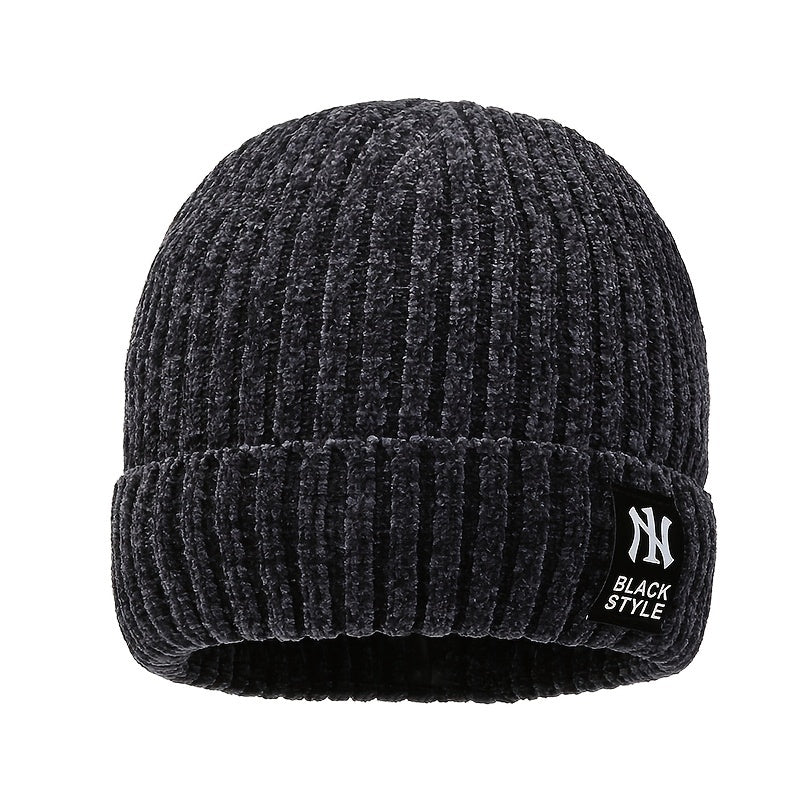 Men's Plush Knitted Hat Snow Nile Wool Line Ear Protection Youth Cold Proof