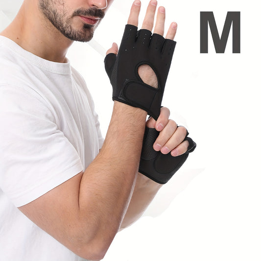 Solid Fingerless Gym Gloves Non slip Fitness Sports Gloves