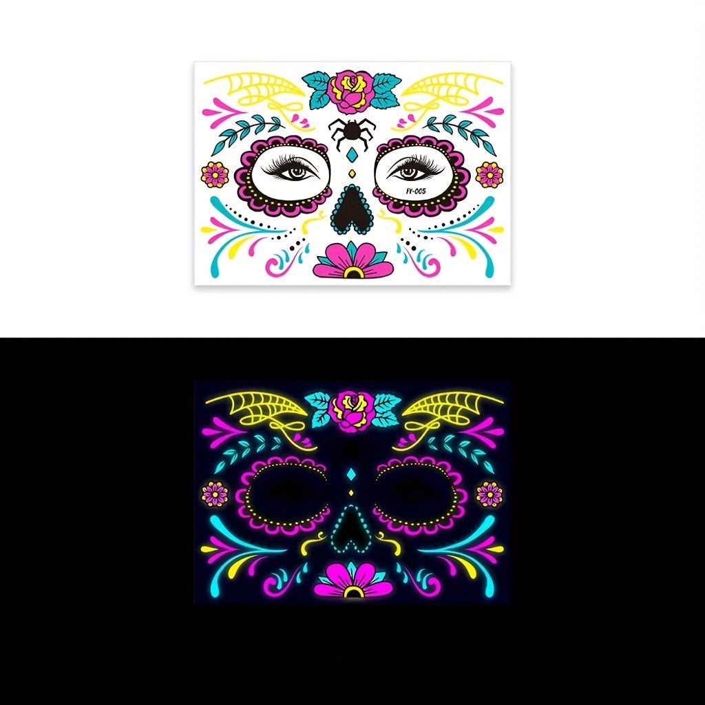 Luminous Fluorescent Stickers Halloween Dress Party Tattoo Stickers