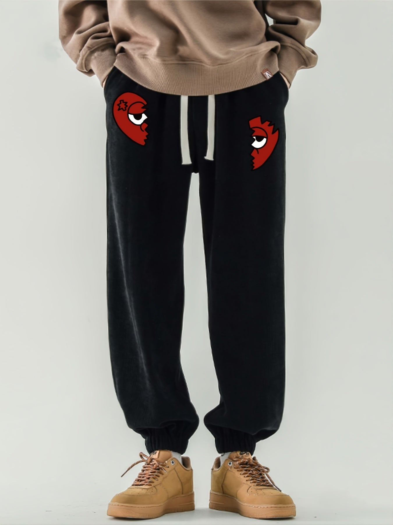 Men's Leaf Bear Graphic Sweatpants Elastic Waist Sport Pants