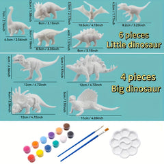 15pcs Dino Painting Set w/ 10 Paints & Molds DIY Craft Kit for Boys & Girls