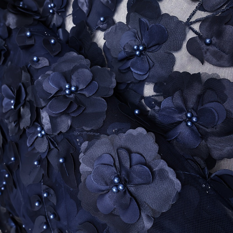 5Y Embroidered Dress Fabric DIY 3D Flower Mesh Tulle Fabric For Wedding Dress