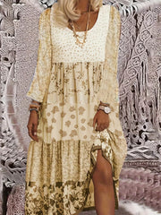 Floral Print Colorblock Maxi Dress