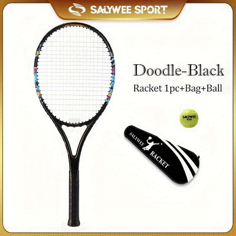 Durable Tennis Racket with Bag & Ball, Ultralight Racquet for Training