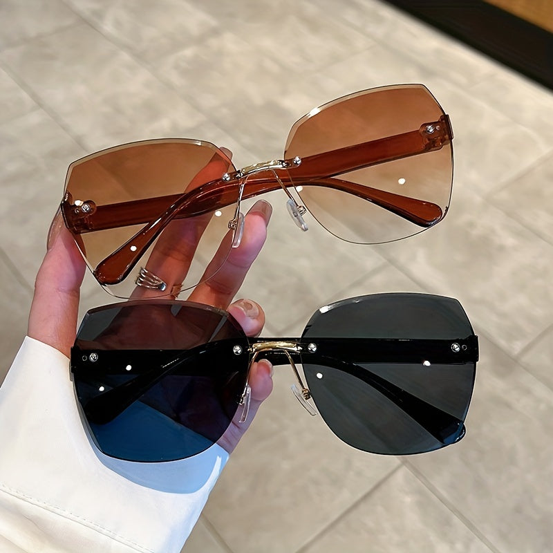 Gradient UV400 Rimless Sunglasses for Summer Travel