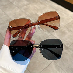 Gradient UV400 Rimless Sunglasses for Summer Travel