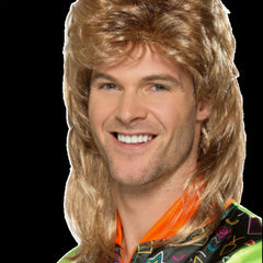 Men's Mullet Shape Brown Golden Brown Wig