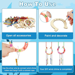16pcs Kids DIY Wind Chime Kit w/ Stickers Horseshoe Art Crafts Boys Girls Gift