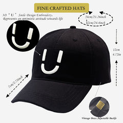 3D U Happy Face Embroidered Baseball Cap Dad Hat Hit Hop Hats For Men Women