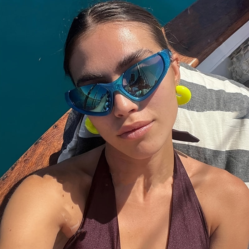 Futuristic Punk Y2K Semi-frame Concave Sunglasses