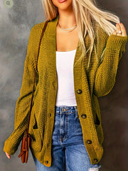 Solid Long Sleeve Cardigan With Pockets