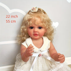 22'' Reborn Baby Doll Blonde Hair Soft Vinyl Princess Anime Theme