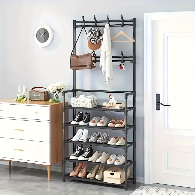 Freestanding Coat Rack with Shoe Storage, 59.99 cm