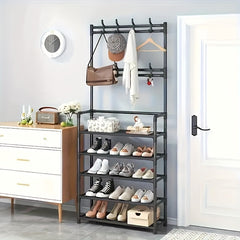 Freestanding Coat Rack with Shoe Storage, 59.99 cm