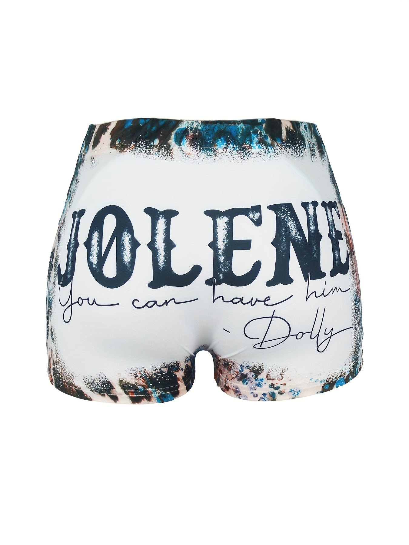 Slogan Print Tie Dye High Rise Shorts