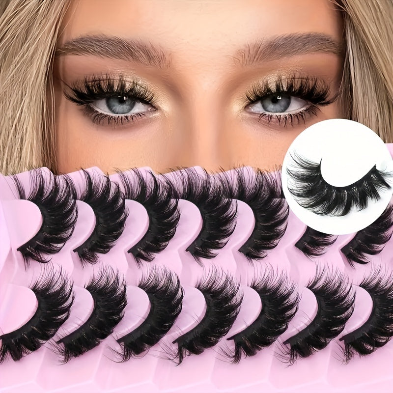 7 Pairs Fluffy False Eyelashes D Curl 8D Volume Lashes Fox Eye Style