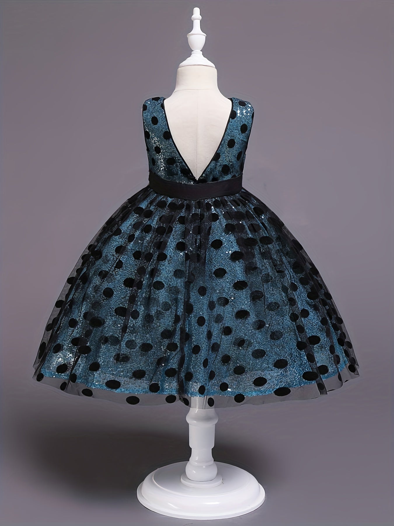 Baby Girls Polka Dot Mesh Gown Dress For Party
