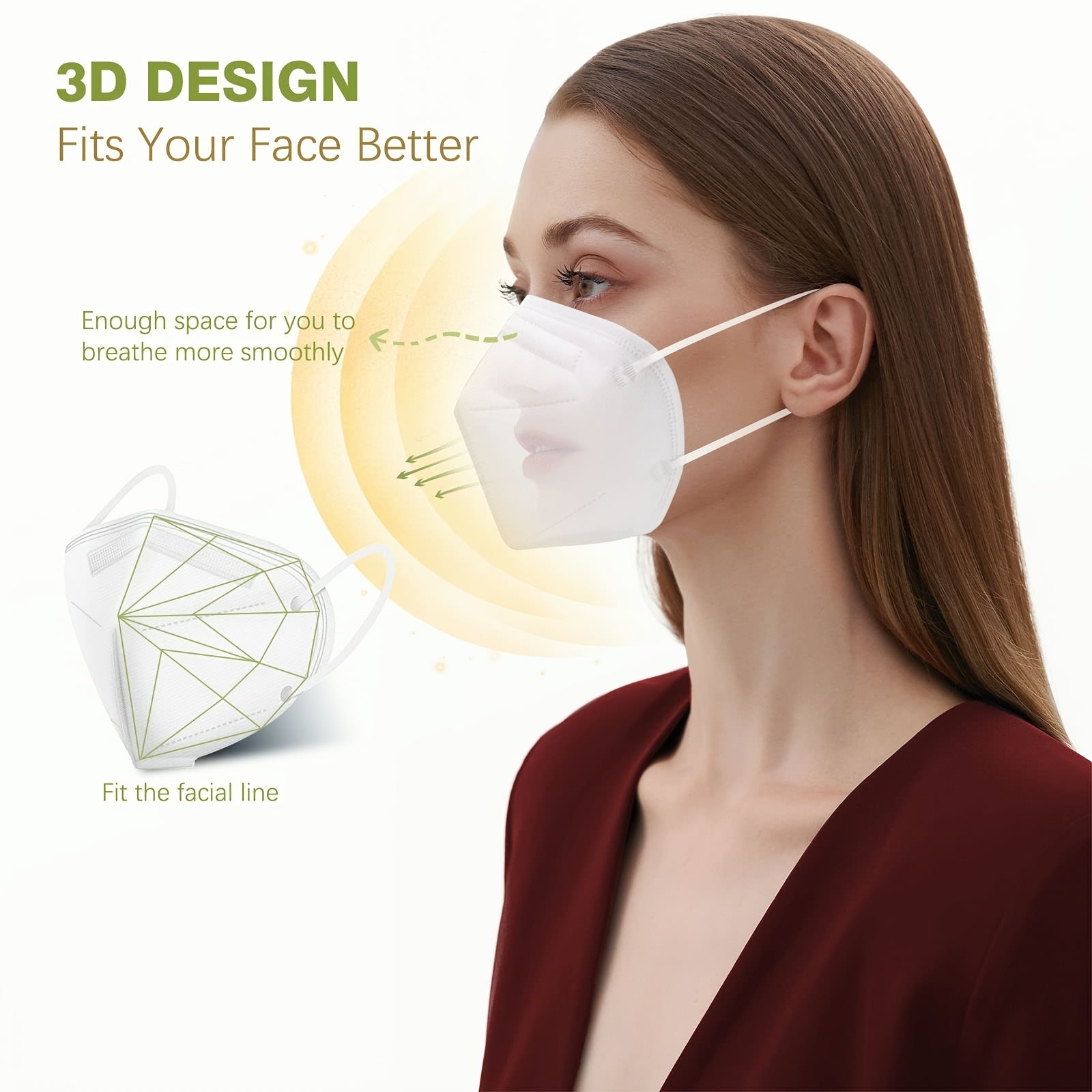 50pcs KN95 Face Masks 5 Ply Multicolor Cup Dust Disposable KN95 Mask