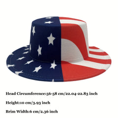 Unisex Independence Patriotic Fedora Cap Flat Brim Top Hat