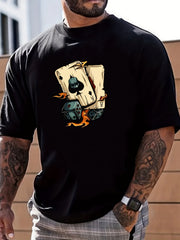Poker Print Men's Graphic Crew Neck T shirt Casual Comfy Tees