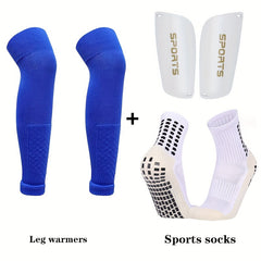 3 Sets Soccer Leg Covers & Non-Slip Sports Socks Protective Gear