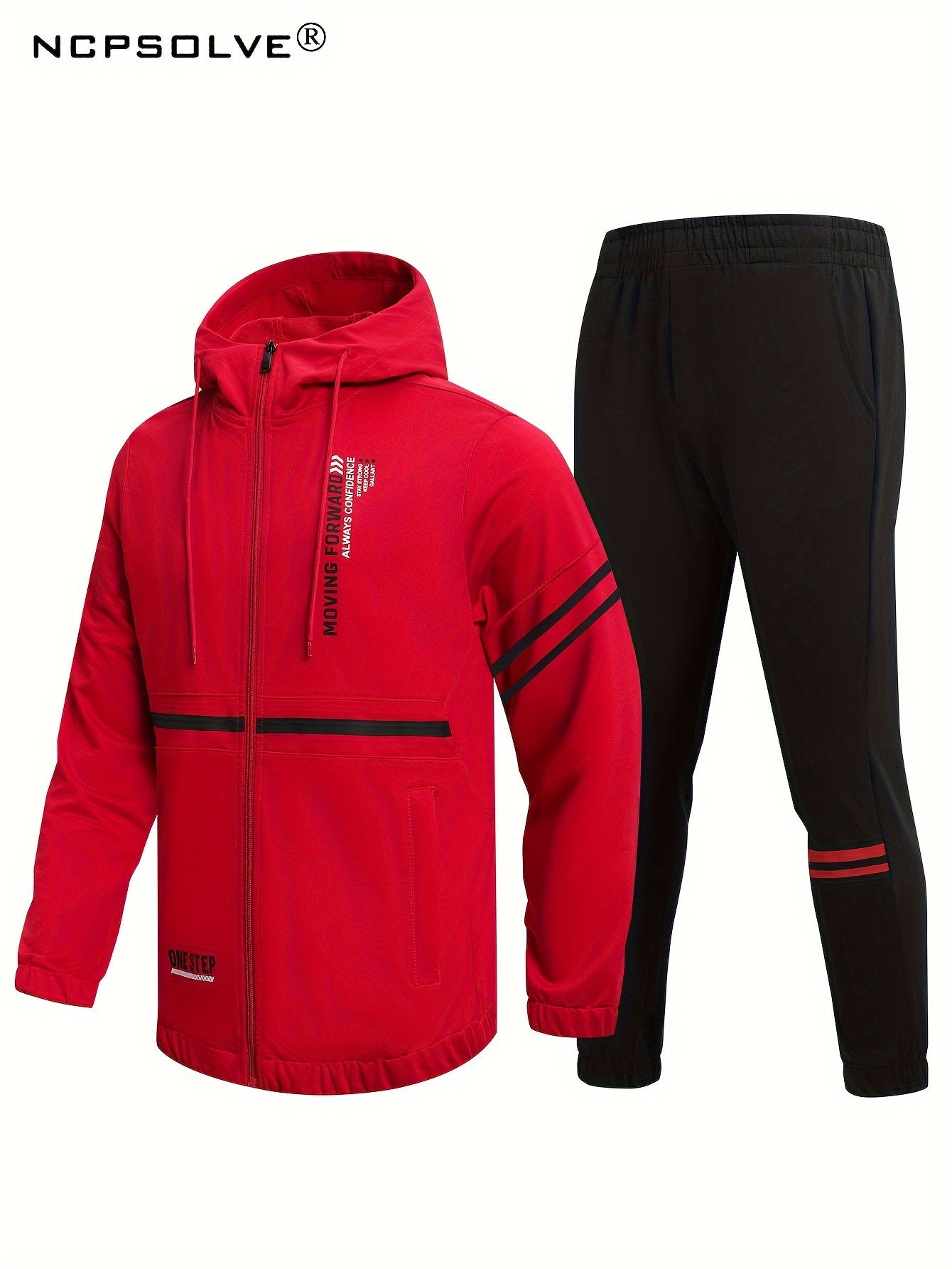 Men's Jersey Suit Hooded Zipper Jacket And Casual Pants