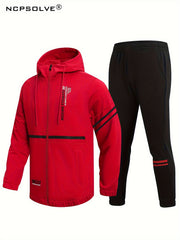 Men's Jersey Suit Hooded Zipper Jacket And Casual Pants
