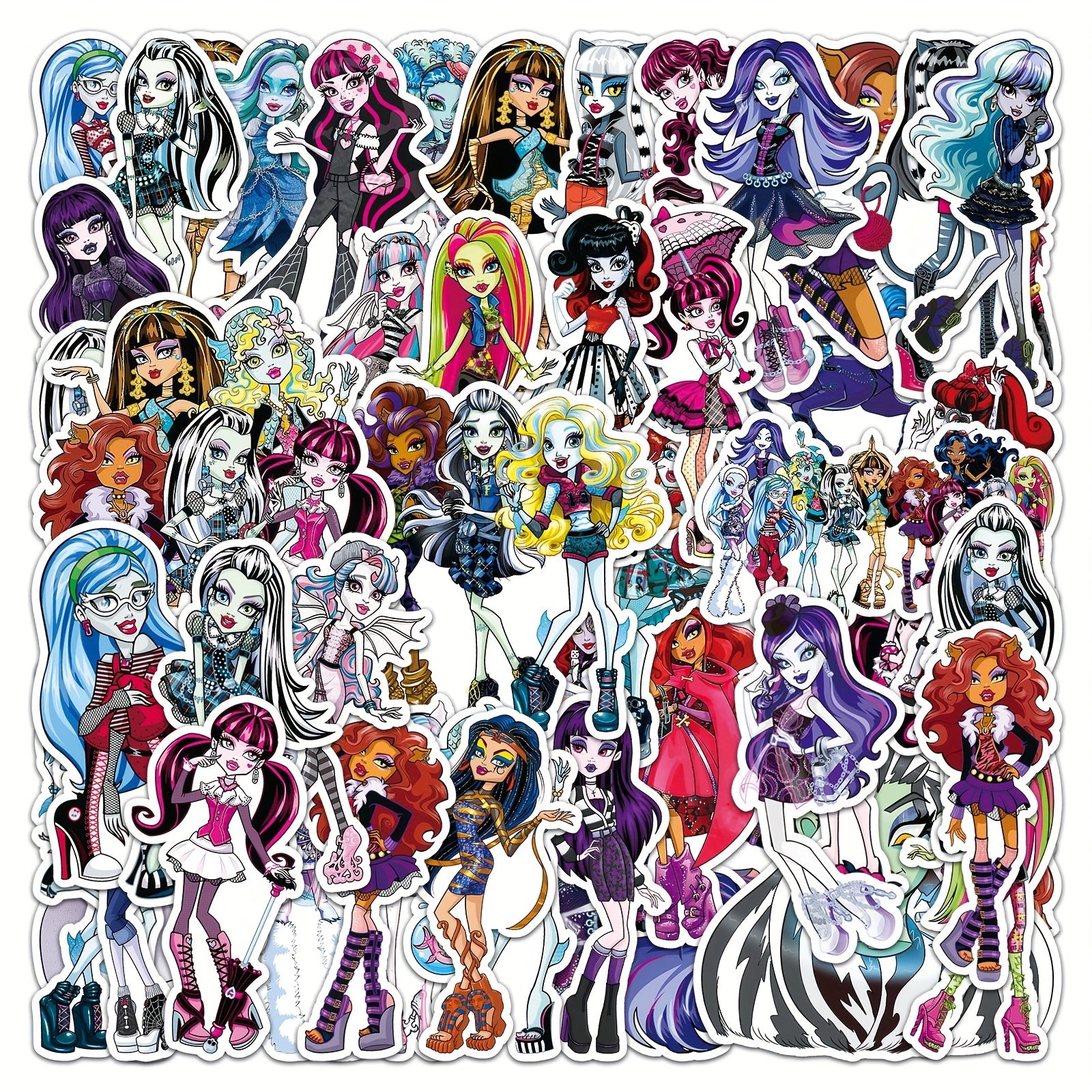 50pcs Anime Character Stickers Colorful Gothic Decals for Laptops & Phone Case