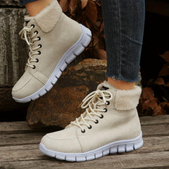Women's Lace up Snow Boots Faux Fur Lined Anti-slip Ankle Booties