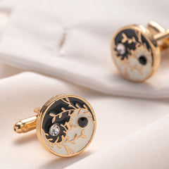 Men's Retro Tai Chi Cufflinks Shirt Cuffs Buttons