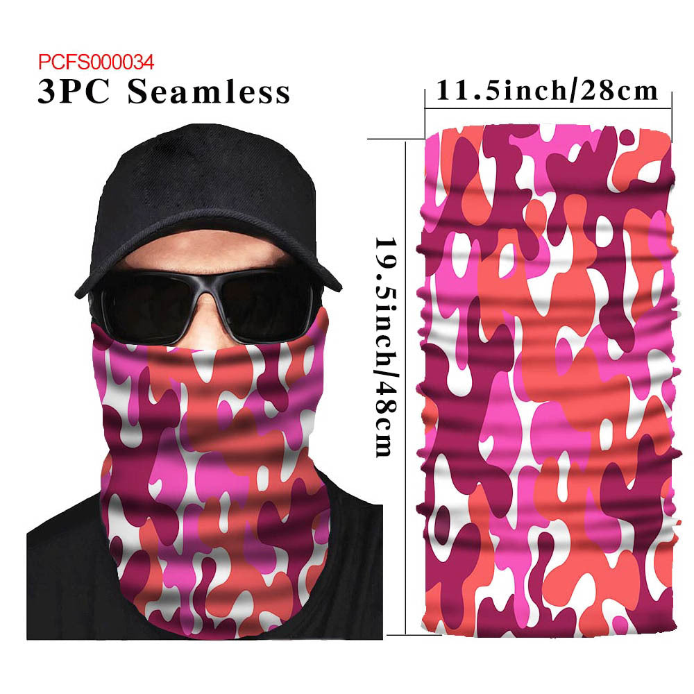 Red Pink Camo Face Gaiter Mask Neck Gaiter Sun Protection Dust Mask