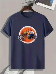 Biker Pattern Men's Print Sports T-shirt for Fitness Activities