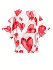 Print Half Sleeve Cover Up Comfy Chiffon V Neck Loose Kimono Cover Up