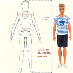 10pcs 11.8in Male Doll Clothing Set Christmas Party Outfits