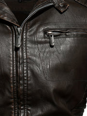 Men's Cozy Fleece PU Biker Jacket