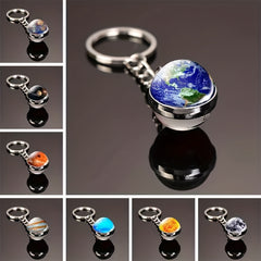 Moon Keychain Solar System Galaxy Nebula Earth Mars Saturn Pendant