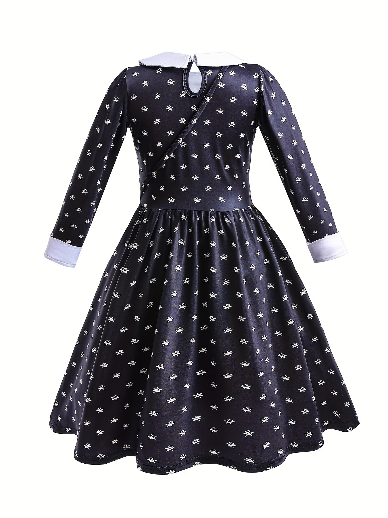 Kid Girls Collared Long Sleeve Tunic Dress With Bag Accessories Halloween Party