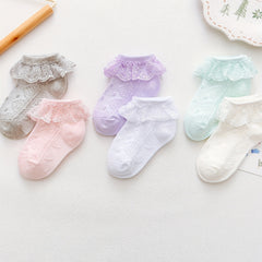 6 Pairs Toddler Girls Ruffle Lace Floral Princess Socks Ankle Socks