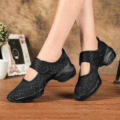 Women's Arch Support Dance Shoes with Hook & Loop and Slip on Sole