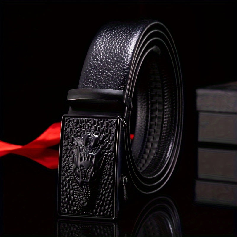 Men's Crocodile Pattern PU Leather Business Belt