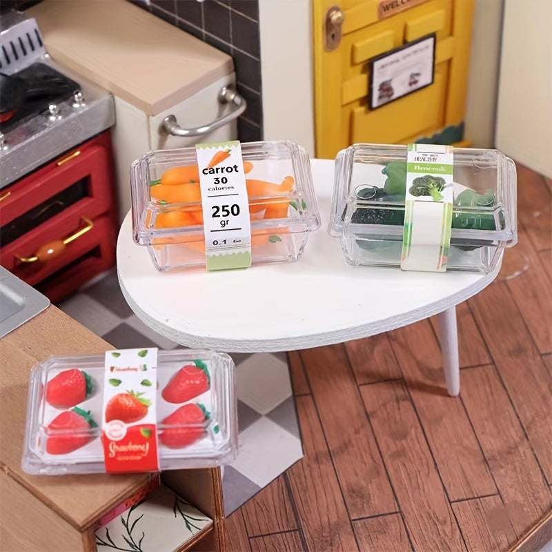 3pcs Mini Fruit & Vegetable Set for Dollhouses 1:6 & 1:12 Scale