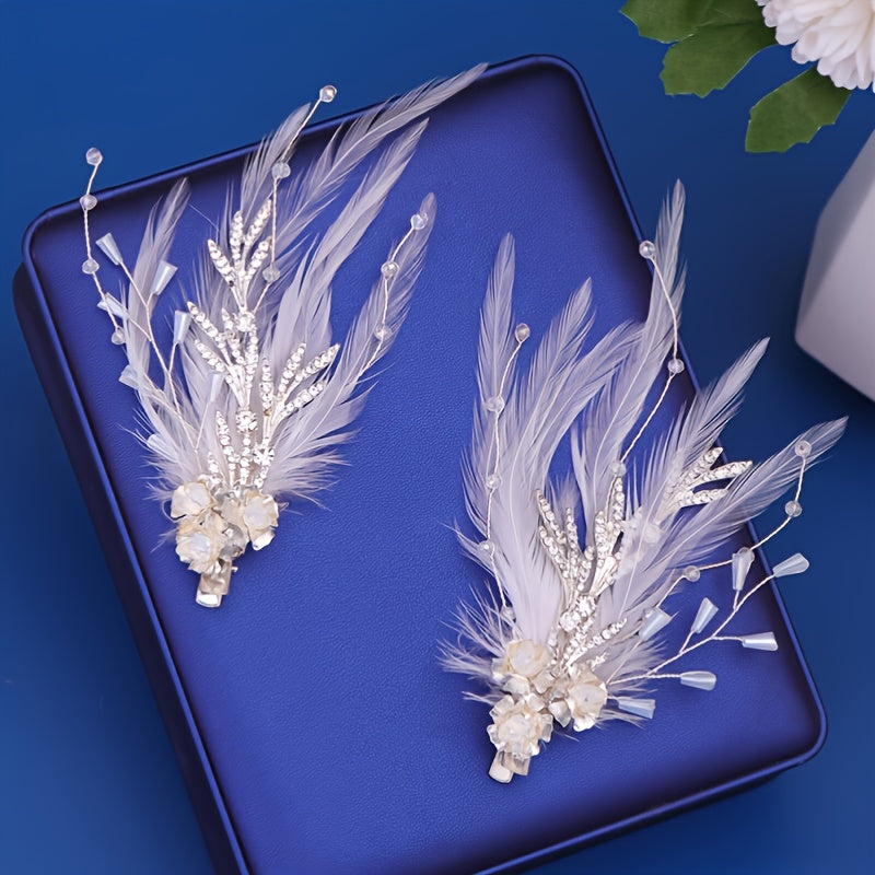Ancient Style Headwear Costume Feather Hairpin Retro Pearl Hairpin