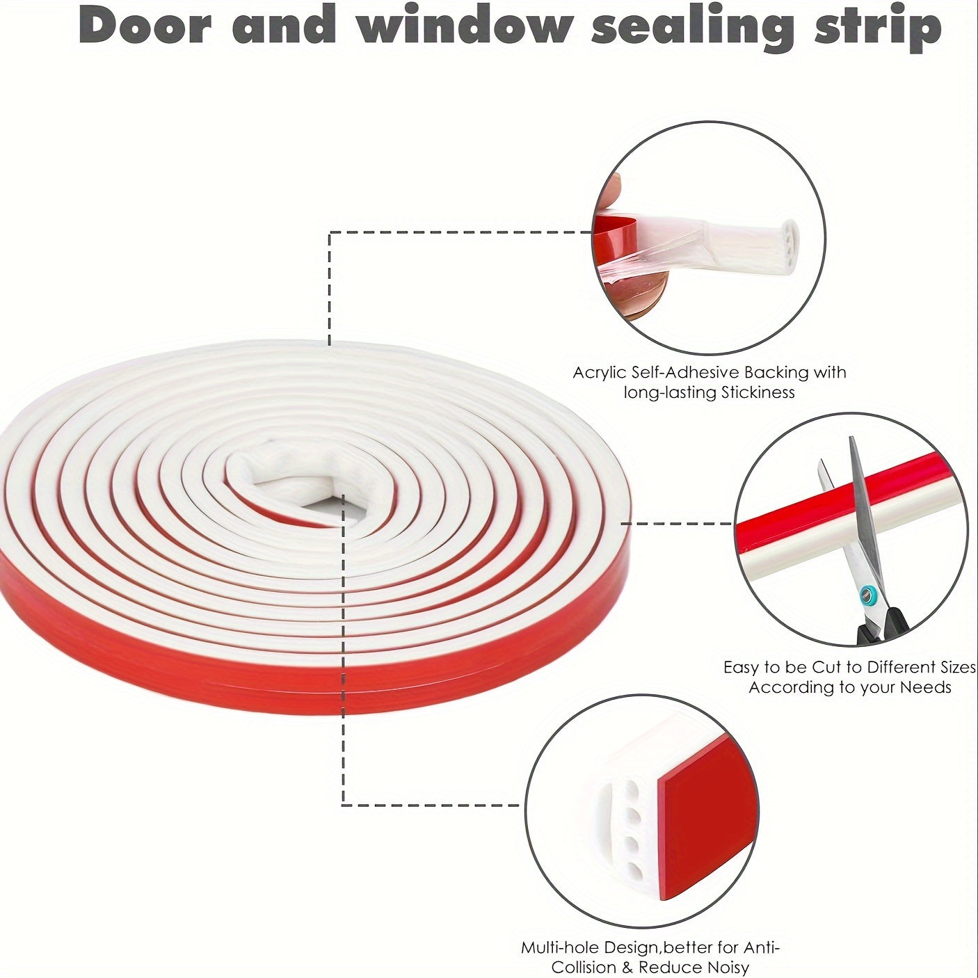 7Ft Silicone Door Weather Stripping Seal Strip Self Adhesive D Shape