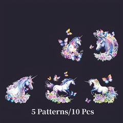 10Pcs Unicorn Light Scissor Sticker Set for Decoration M