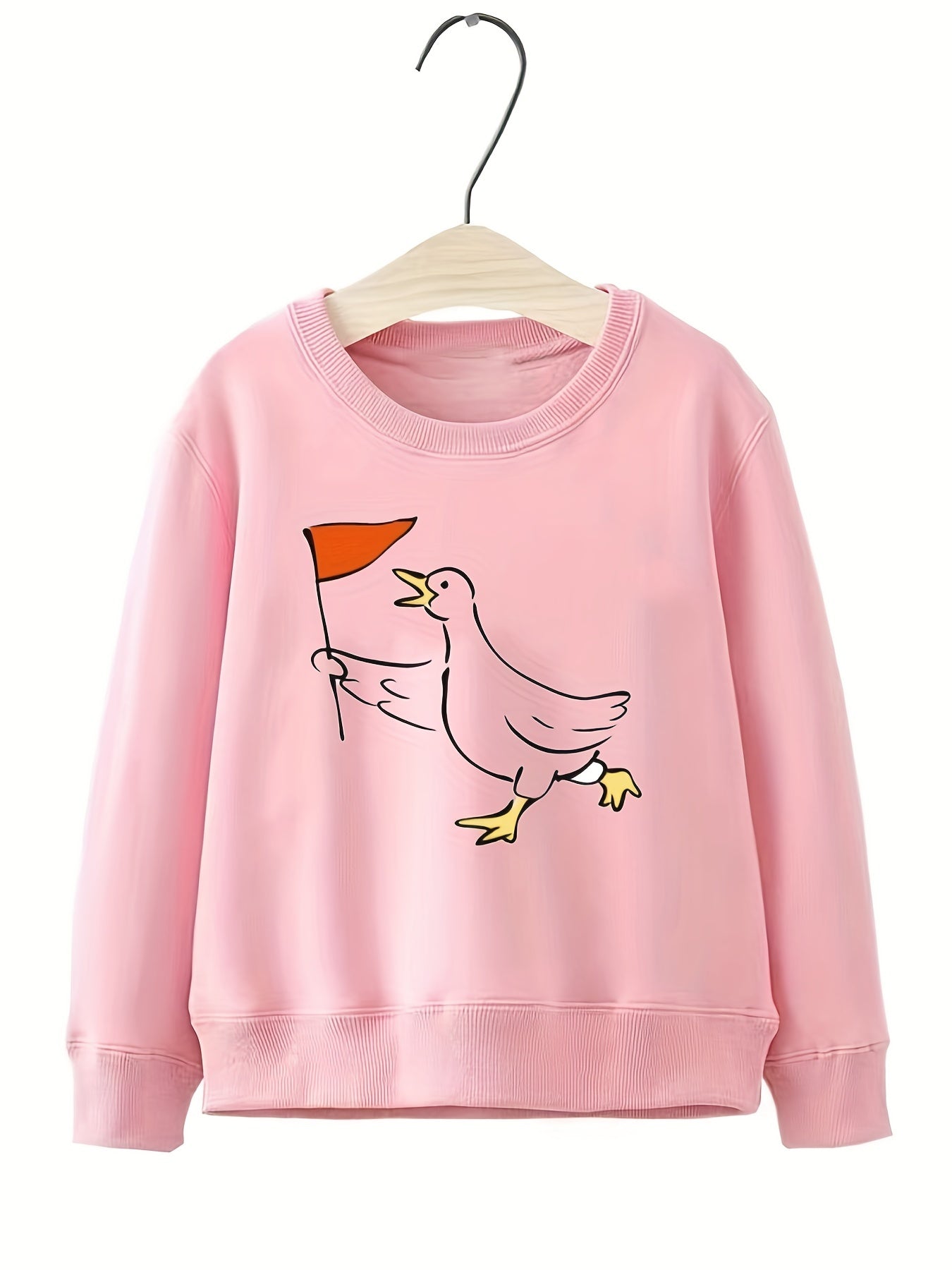 Smart Duck Leader Pattern Round Neck Sweatshirt For Girls