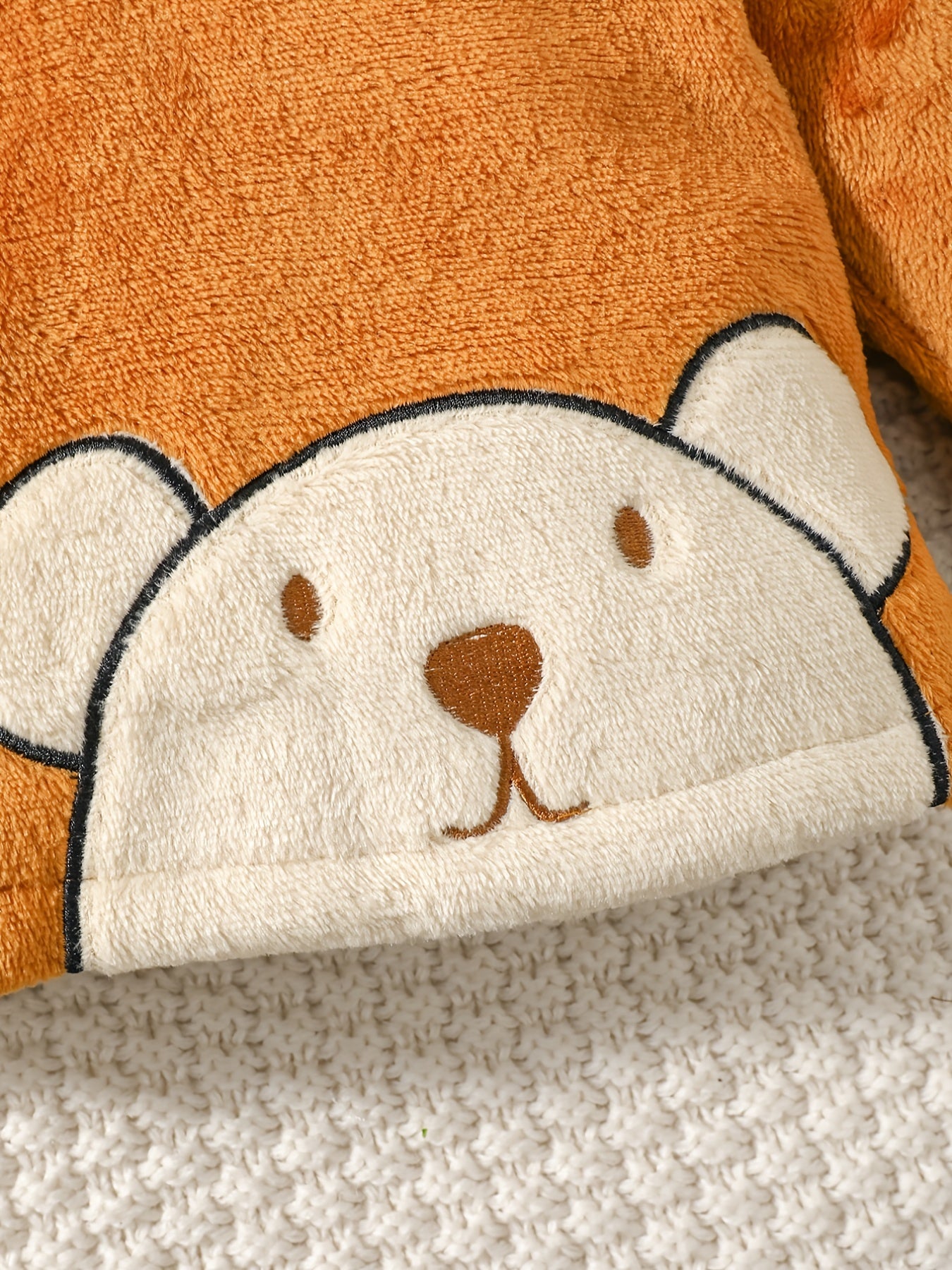 Baby Boys Bear Embroidered Fleece Jacket Hooded Winter Coat